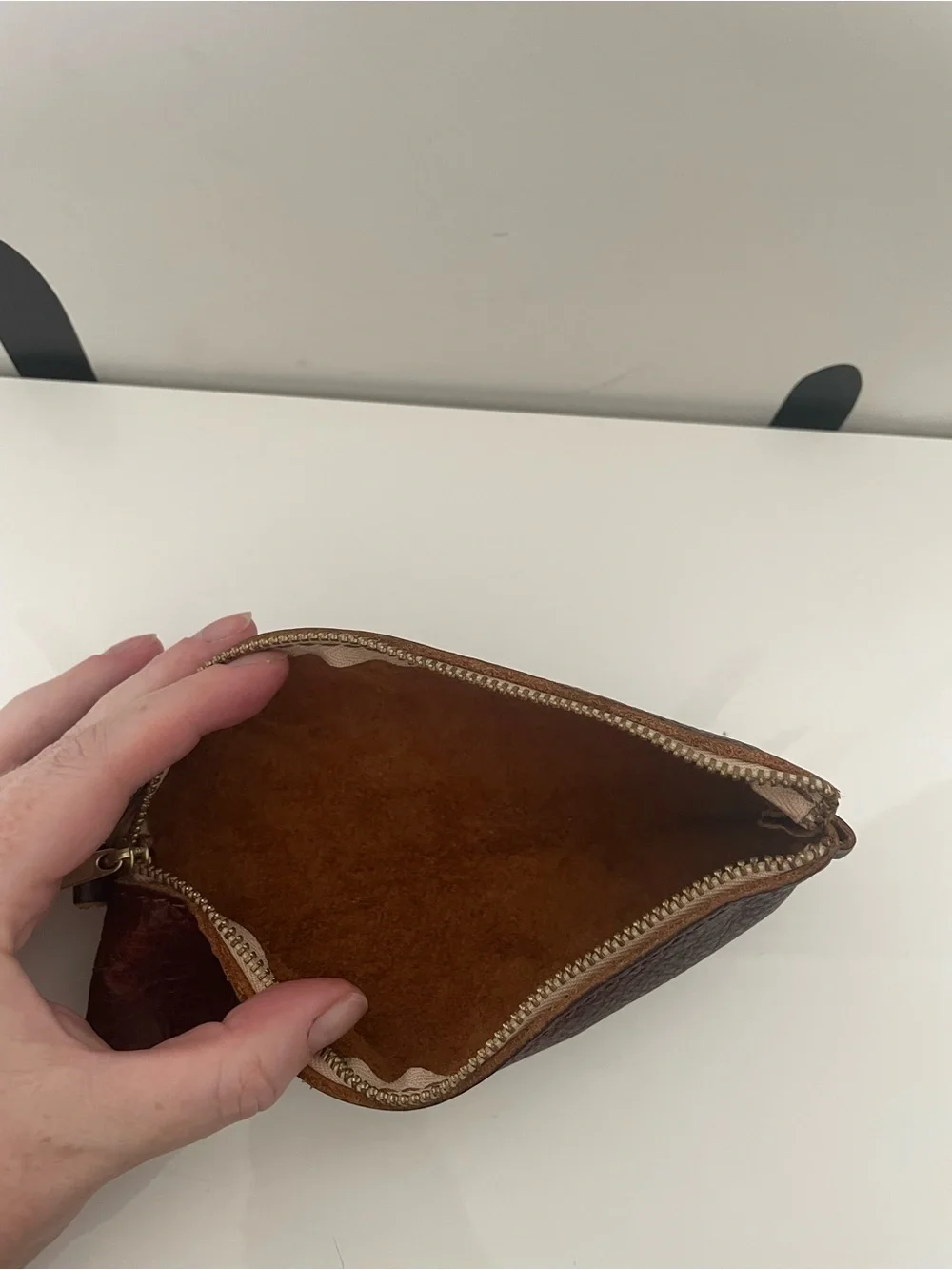 Portland Leather Goods Maroon Leather Triangle Zip Pouch